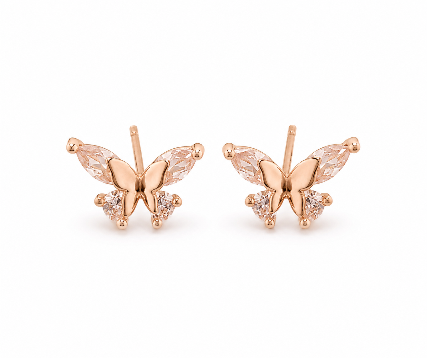 American Diamond  Rose Gold Butterfly Delicate Fancy Earrings