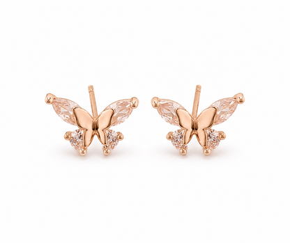 American Diamond  Rose Gold Butterfly Delicate Fancy Earrings
