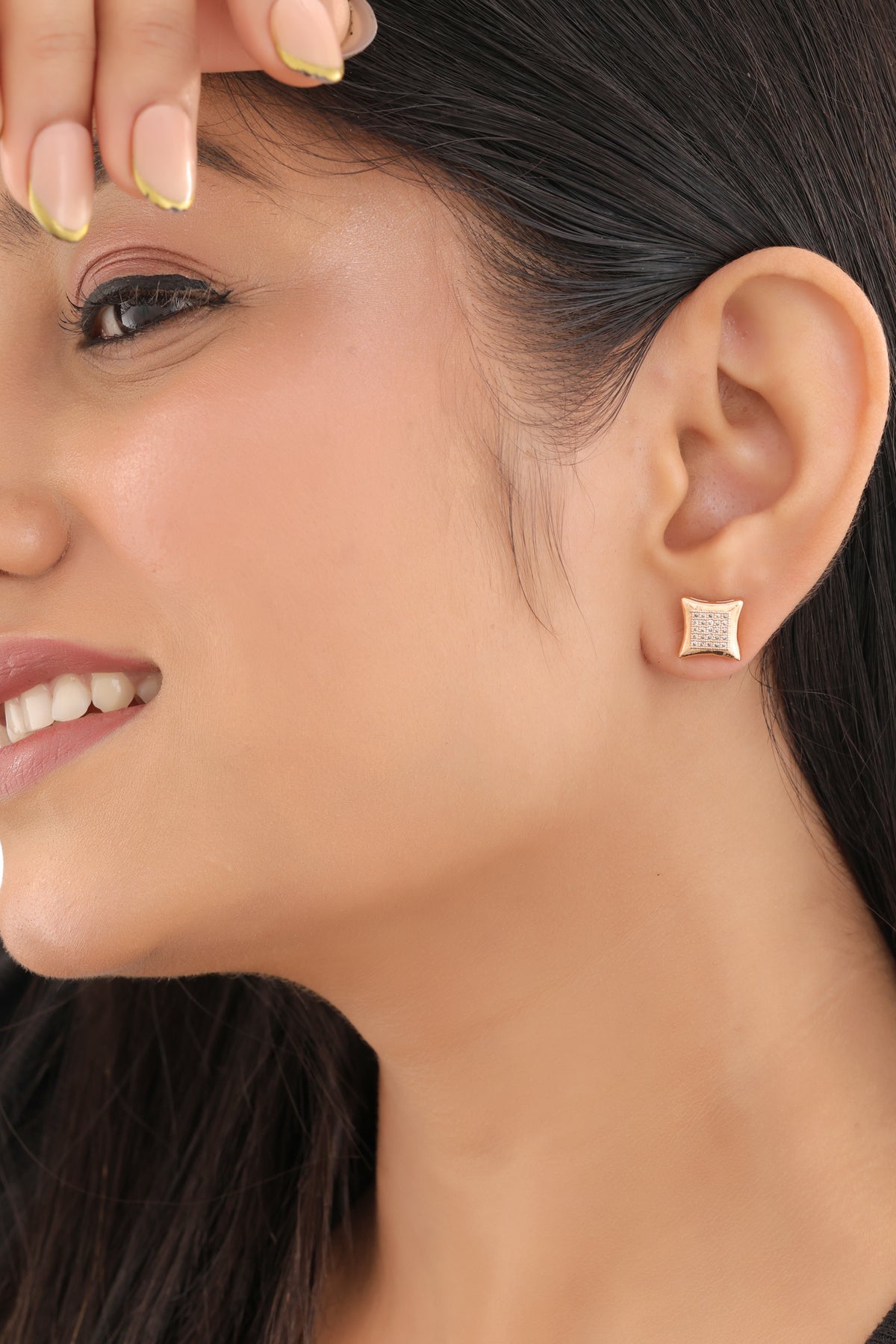 Buy 1 Get 1 Free-American Diamond rose gold Square Shape Fancy Earrings - Earrings - Belleza Jewels