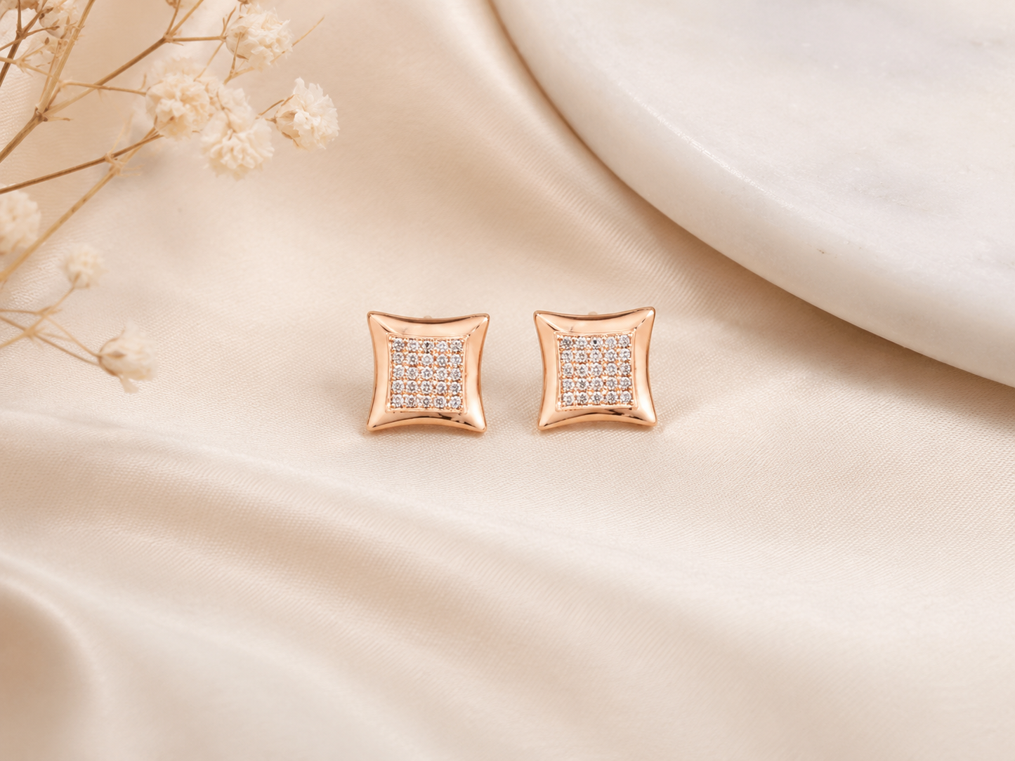 American Diamond rose gold Square Shape Fancy Earrings