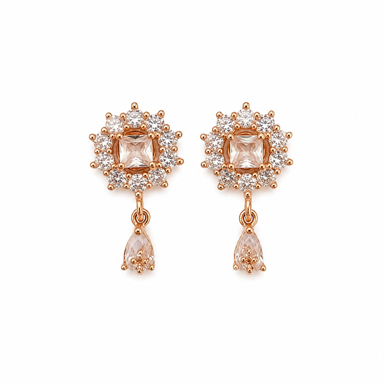 American Diamond rose gold hangings Earrings