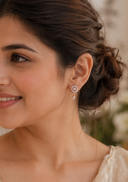 American Diamond rose gold hangings Earrings