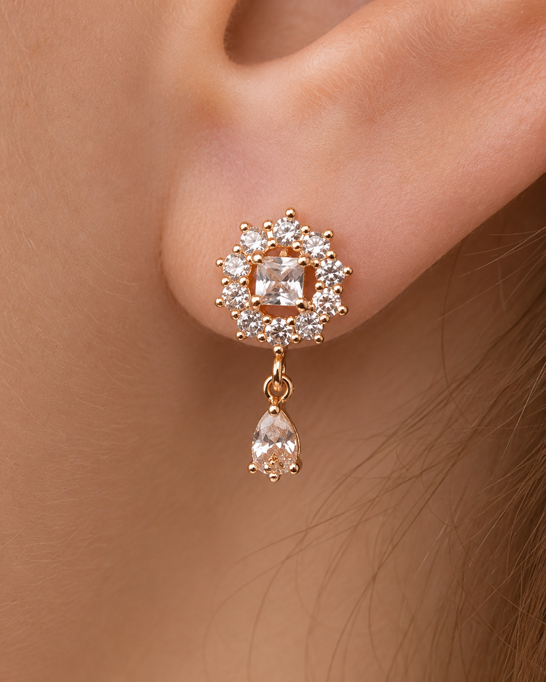 American Diamond rose gold hangings Earrings