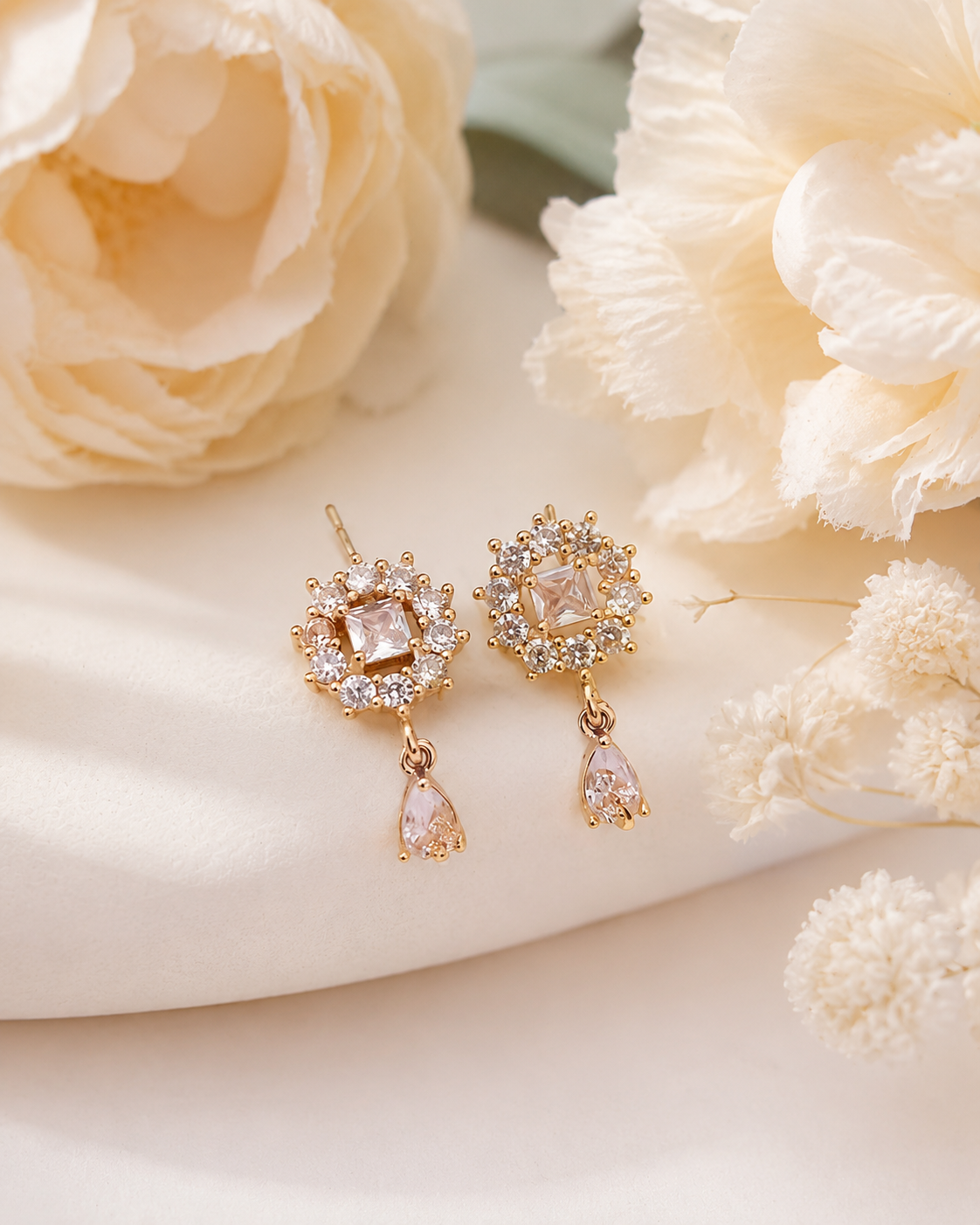 American Diamond rose gold hangings Earrings