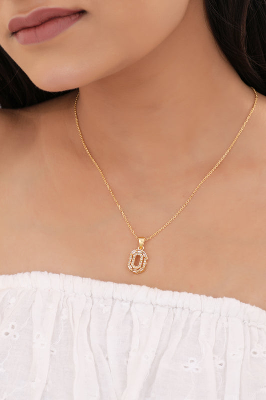 American Diamond Gold Plated Fancy Delicate Chain Pendent Necklace