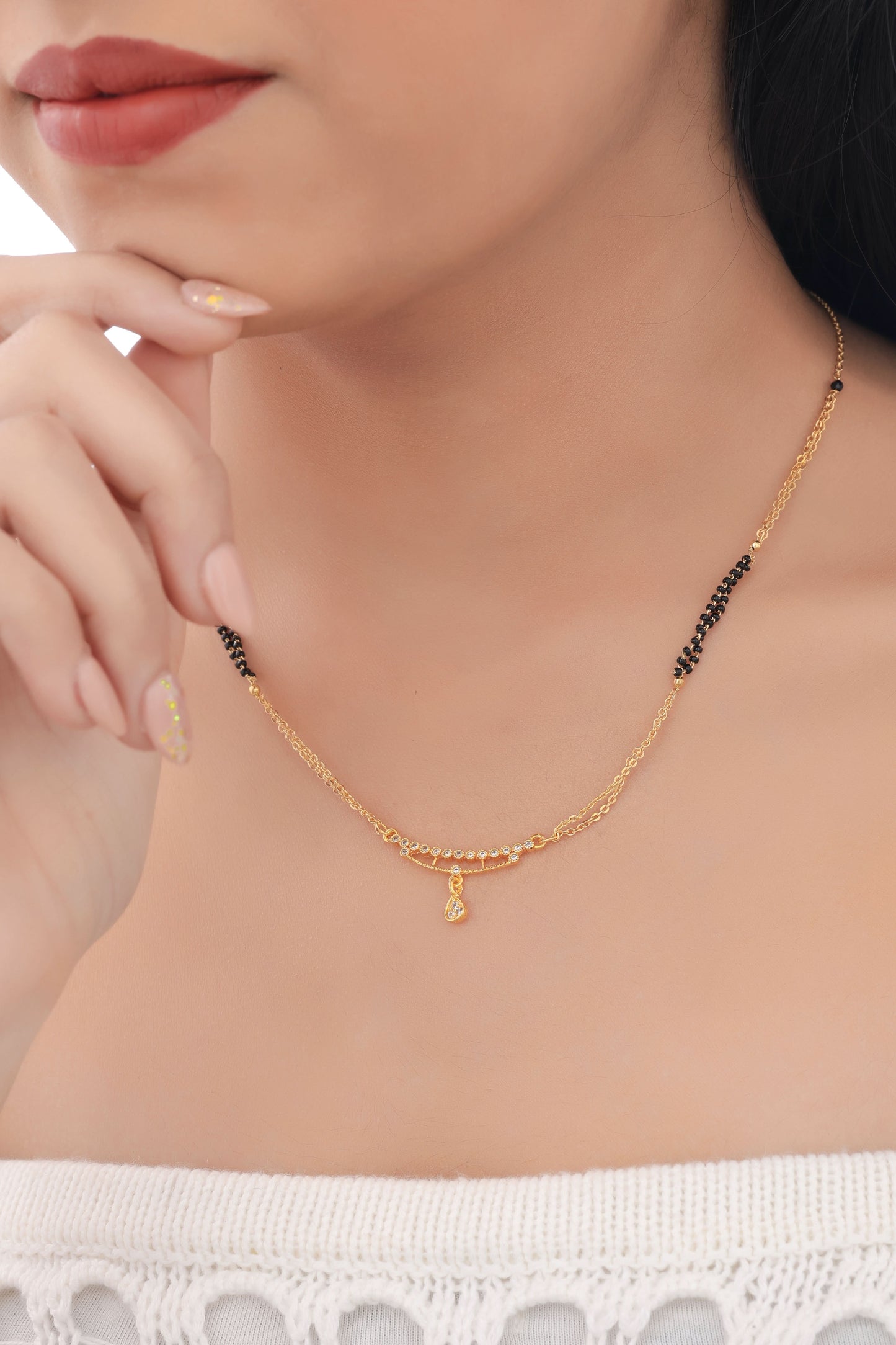 Buy 1 Get 1 Free  - American Diamond High Gold Plated Delicate Fancy Mangalsutra