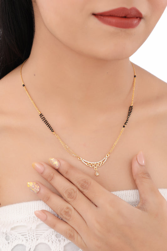 BUY 1 GET 1 FREE - American Diamond Gold Plated Delicate Fancy Mangalsutra