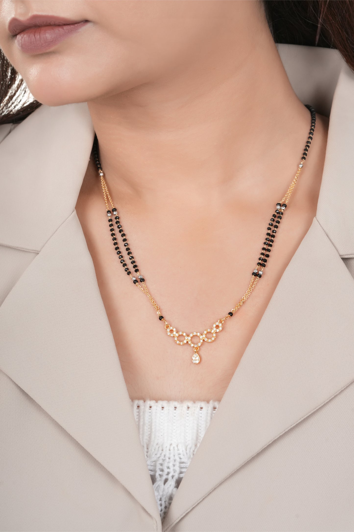 American Diamond High Gold Plated Delicate Fancy Mangalsutra