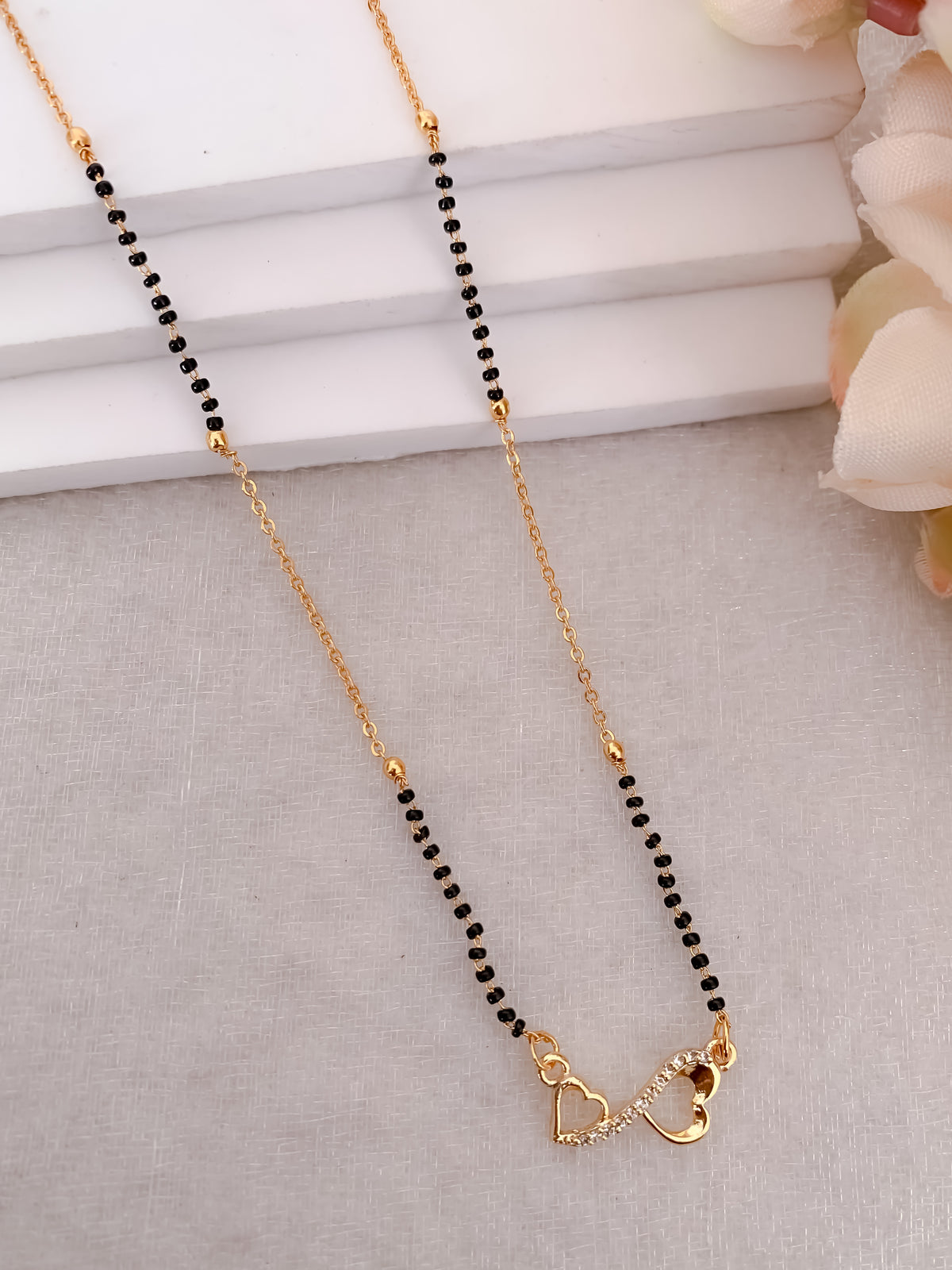 Buy 1 Get 1 Free -Dual Heart Minimal Mangalsutra Necklace - Mangalsutra - Belleza Jewels