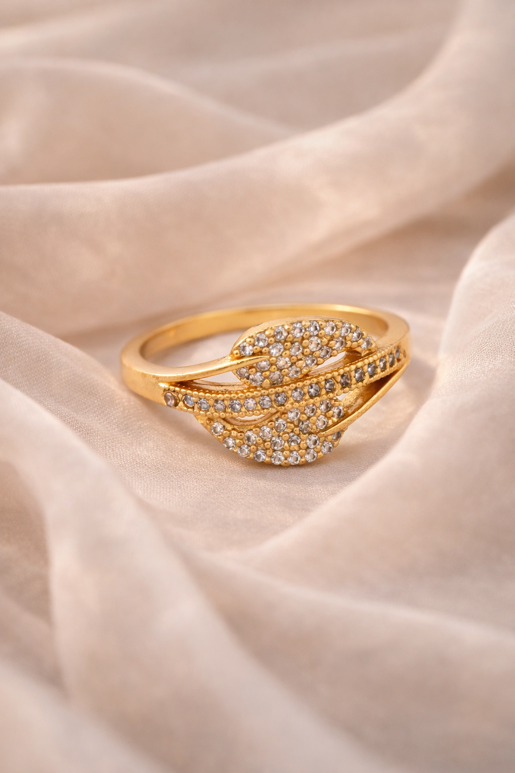 American Diamond Hight Gold Plated Delicate Fancy Ring - finger ring - Belleza Jewels