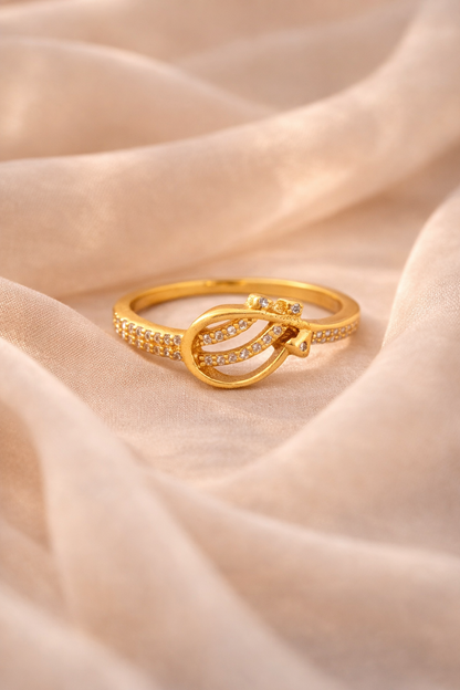 American Diamond Gold Plated Delicate Fancy Ring - finger ring - Belleza Jewels