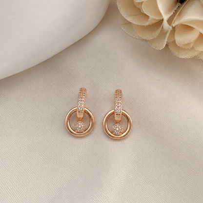 American Diamond Rose Gold Hanging Earrings Bali