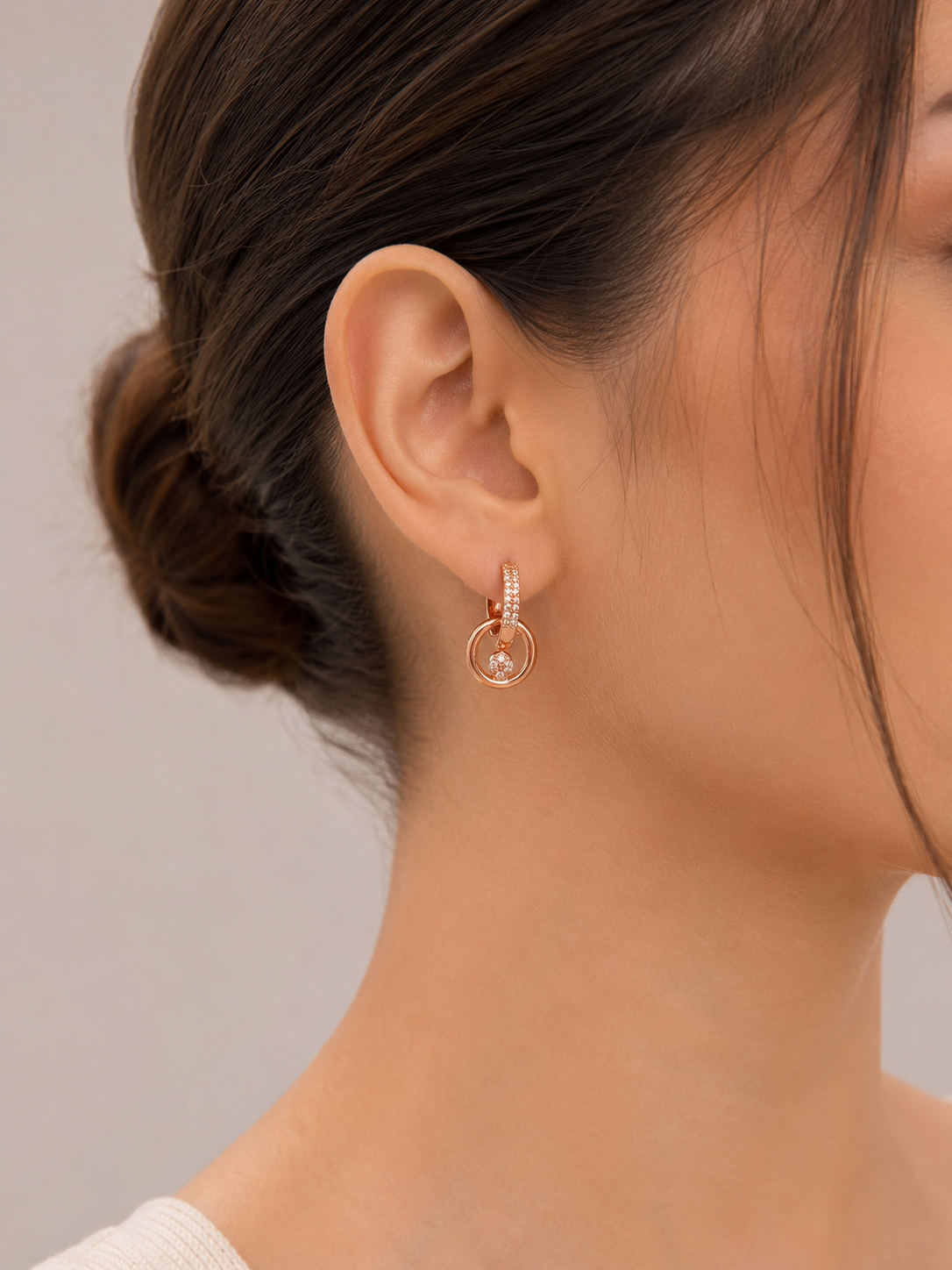 American Diamond Rose Gold Hanging Earrings Bali
