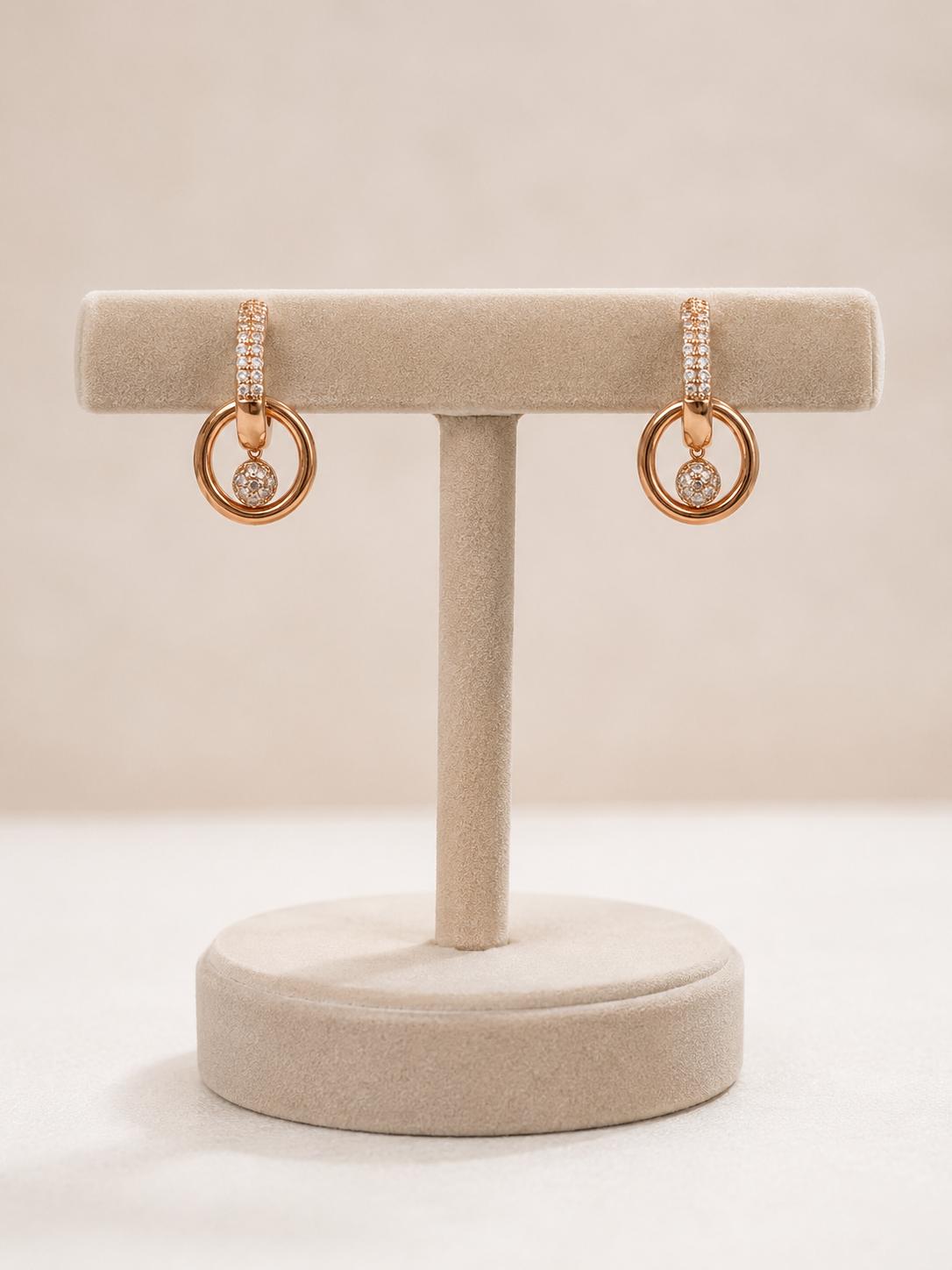 American Diamond Rose Gold Hanging Earrings Bali