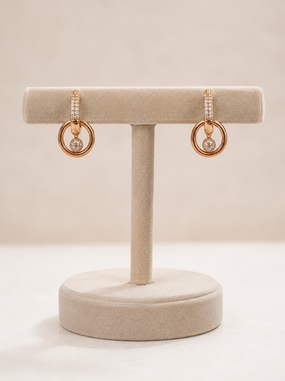 American Diamond Rose Gold Hanging Earrings Bali