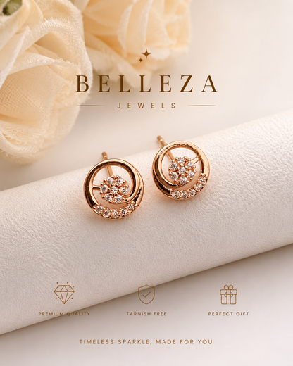 Buy 1 Get 1 Free -American Diamond  Rose Gold  Delicate Fancy Earrings