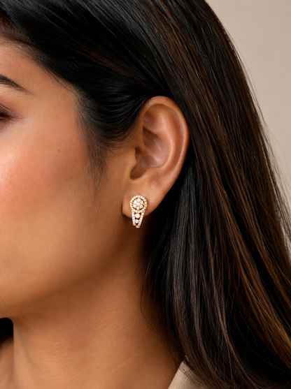 American Diamond Rose Gold Hoop Earrings Bali | Classic Party & Daily Wear
