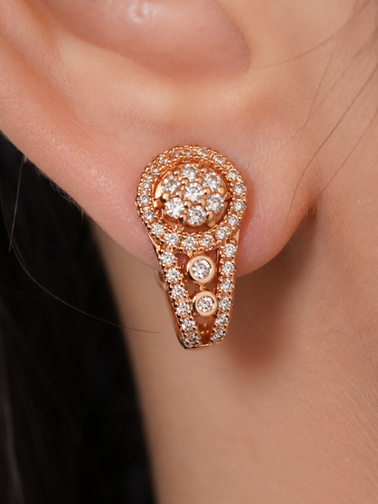 American Diamond Rose Gold Hoop Earrings Bali | Classic Party & Daily Wear
