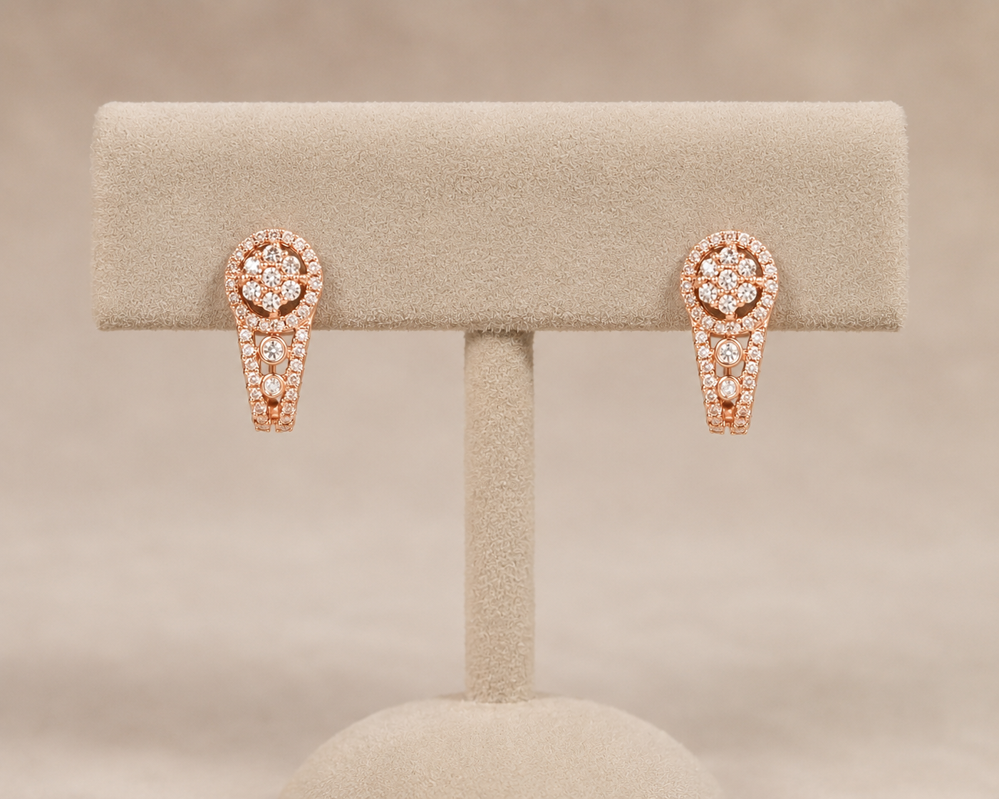 American Diamond Rose Gold Hoop Earrings Bali | Classic Party & Daily Wear
