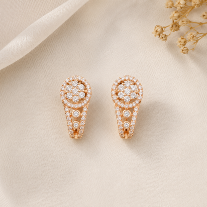 American Diamond Rose Gold Hoop Earrings Bali | Classic Party & Daily Wear