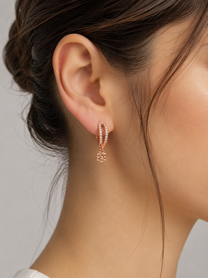 American Diamond Rose Gold Fancy Delicate Bali Earrings