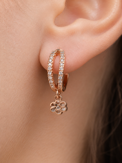 American Diamond Rose Gold Fancy Delicate Bali Earrings