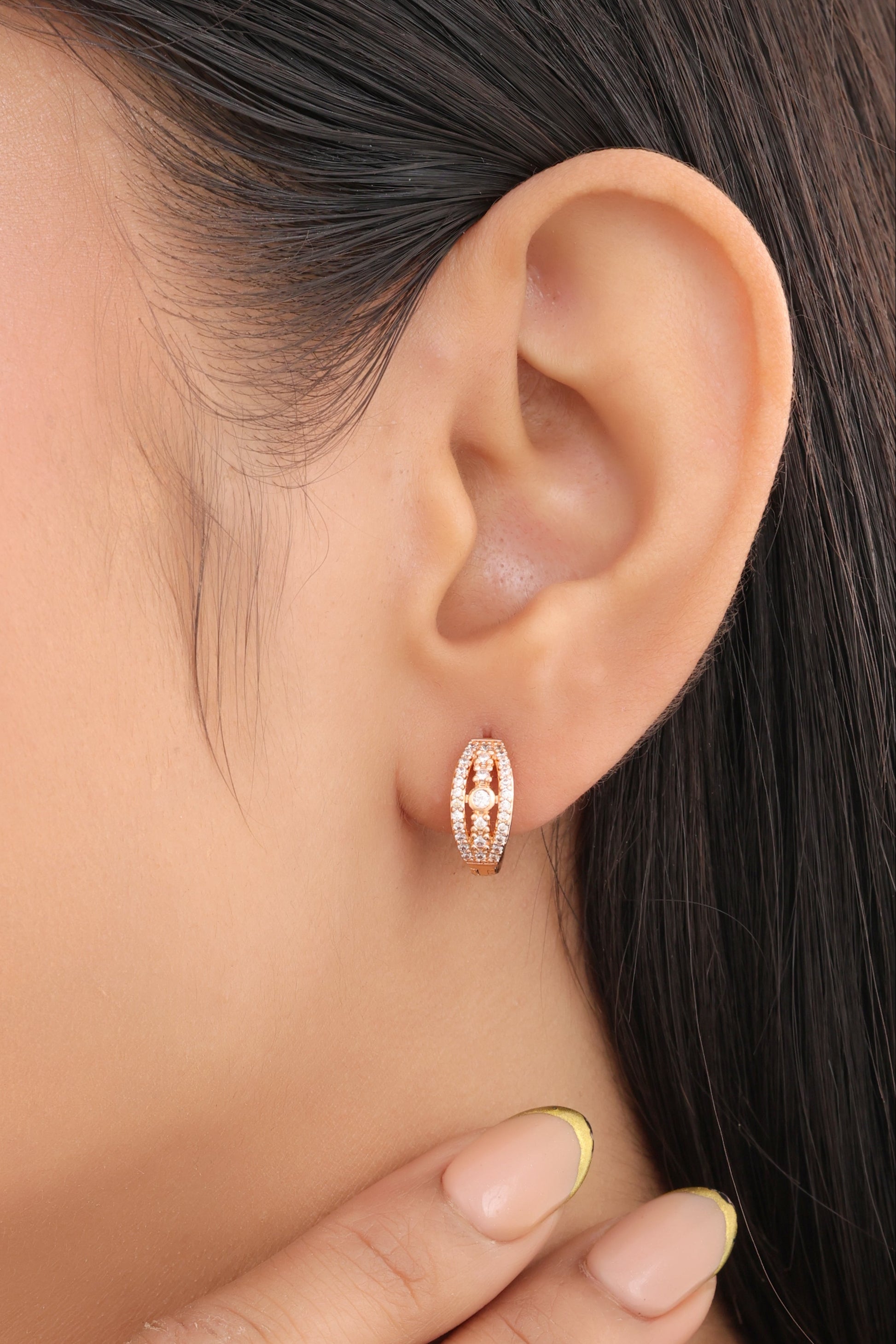 Buy 1 Get 1 Free - American Diamond Rose Gold Fancy Delicate Bali - BALI - Belleza Jewels
