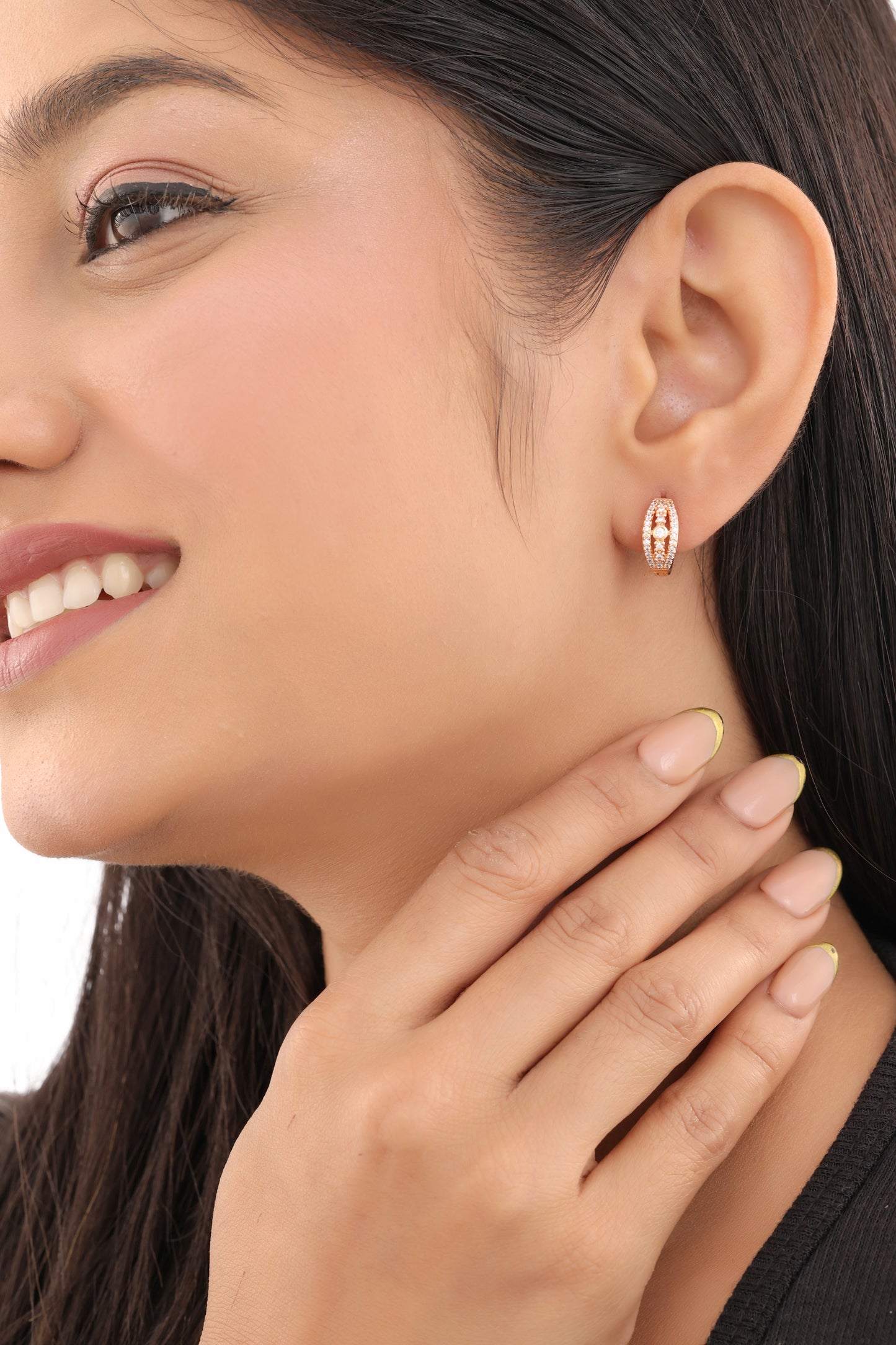 Buy 1 Get 1 Free - American Diamond Rose Gold Fancy Delicate Bali - BALI - Belleza Jewels