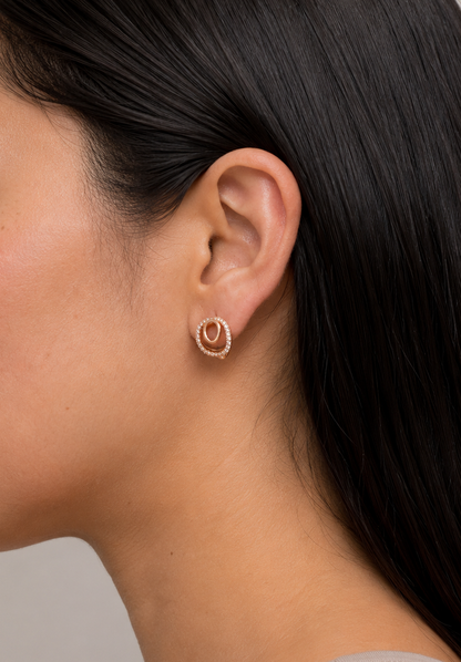 American Diamond Rose Gold Oval Shape Delicate Fancy Bali