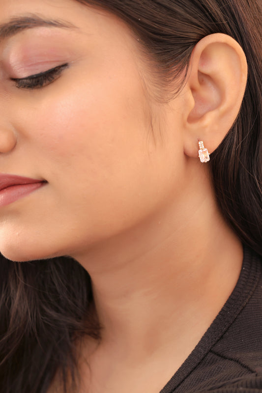 Buy 1 Get 1 Free -American Diamond Rose Gold Fancy Delicate Bali Earrings