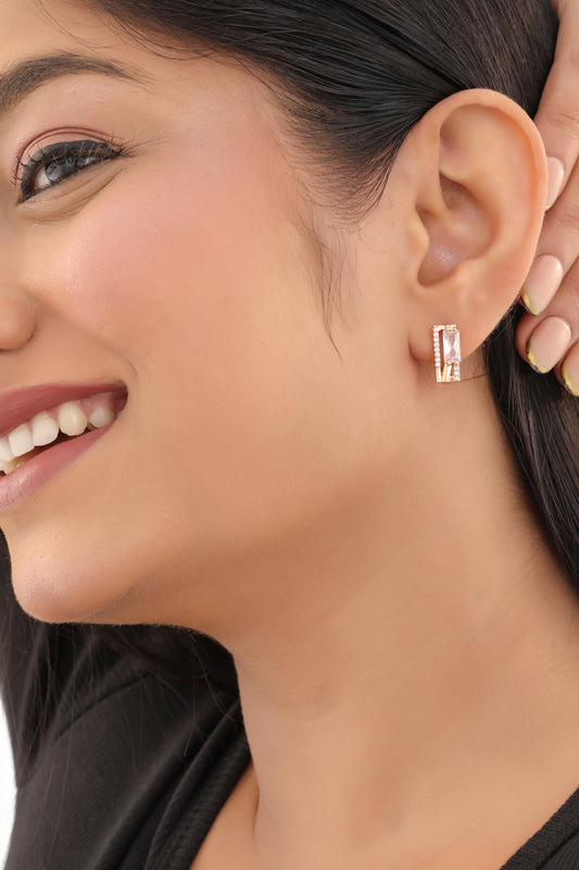 Buy 1 Get 1 Free - American Diamond Rose Gold Plated Fancy Delicate Bali