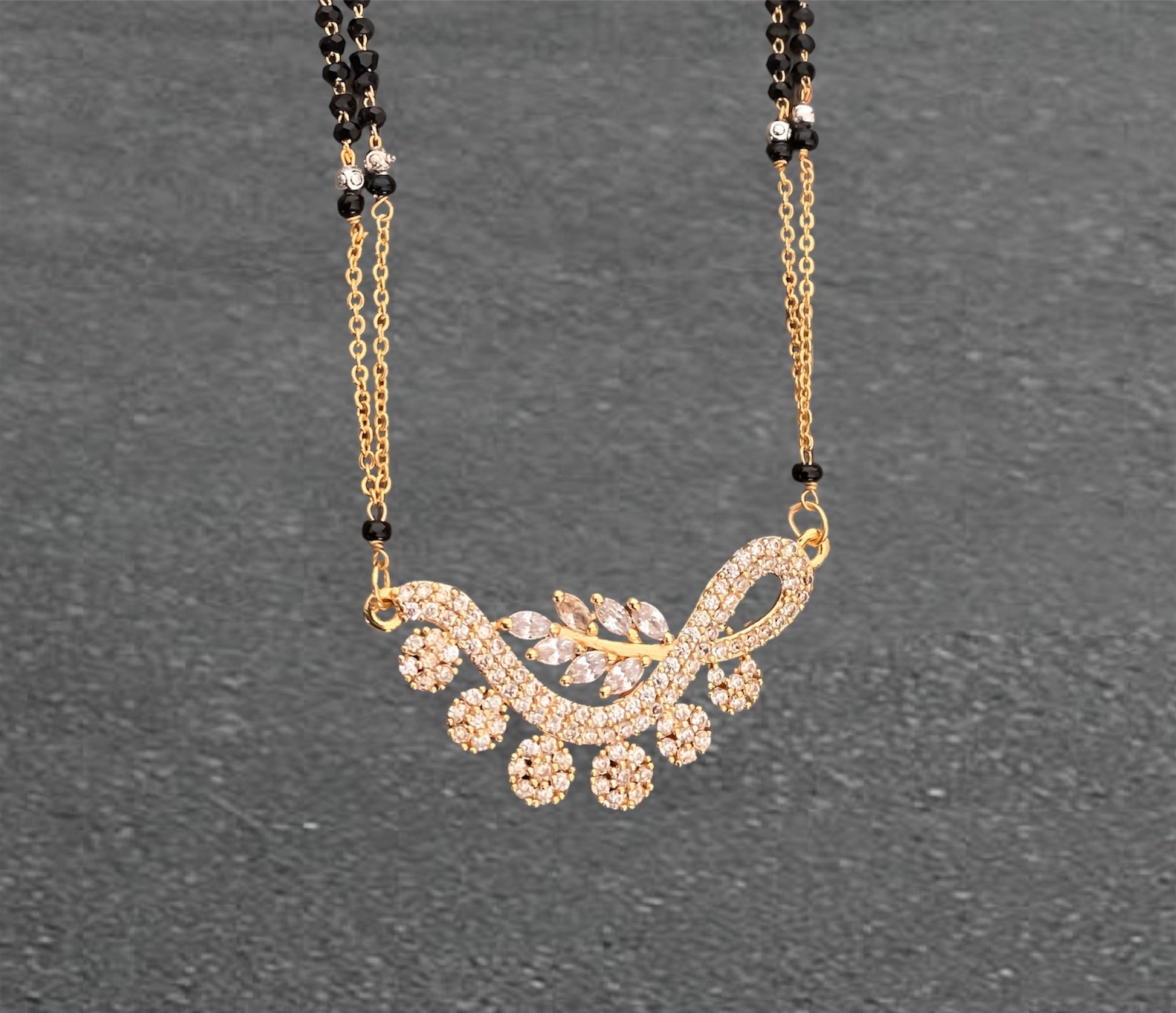 BUY 1 GET 1 FREE - American Diamond Golden Fancy delicate Mangalsutra - Mangalsutra - Belleza Jewels