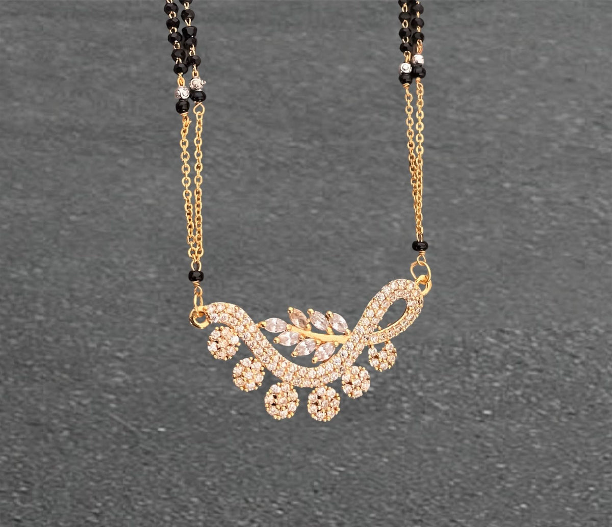 BUY 1 GET 1 FREE - American Diamond Golden Fancy delicate Mangalsutra - Mangalsutra - Belleza Jewels