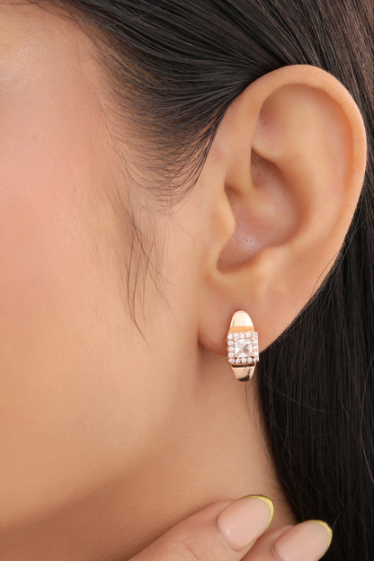 American Diamond Rose Gold Plated Fancy Delicate Earring Bali