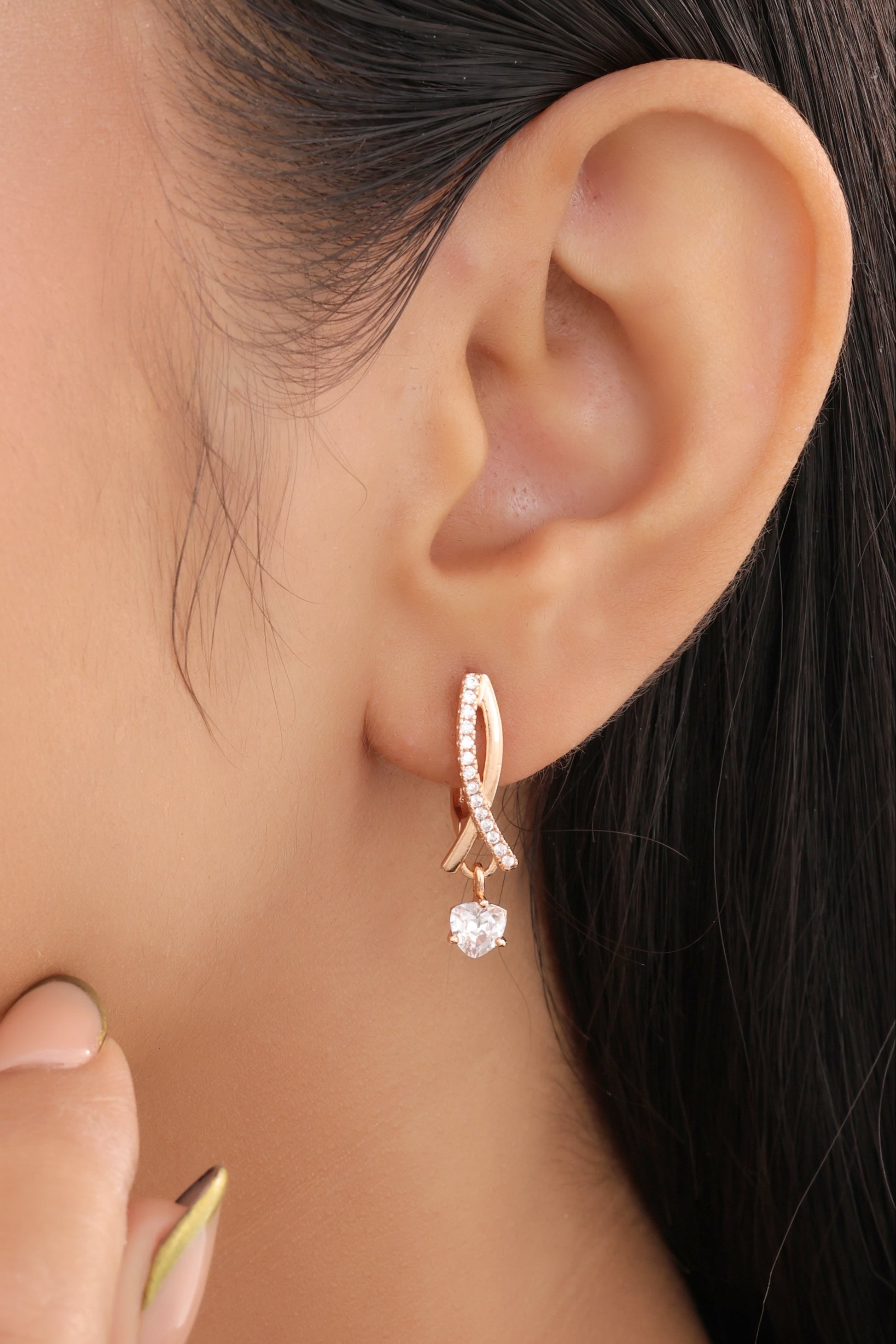 Buy 1 Get 1 Free -American Diamond Rose Gold Delicated Fancy Bali - BALI - Belleza Jewels