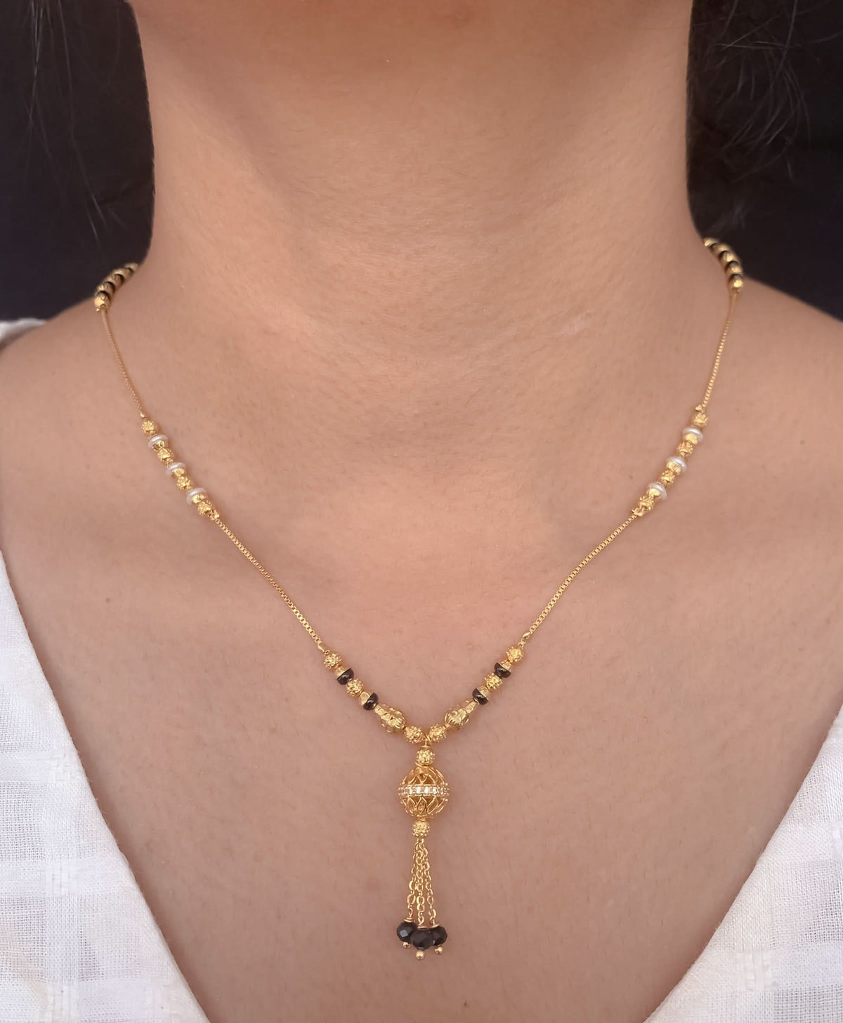 Buy 1 Get 1 Free American Diamond Henging Ball Tutone Fancy Delicate mangalsutra - Mangalsutra - Belleza Jewels