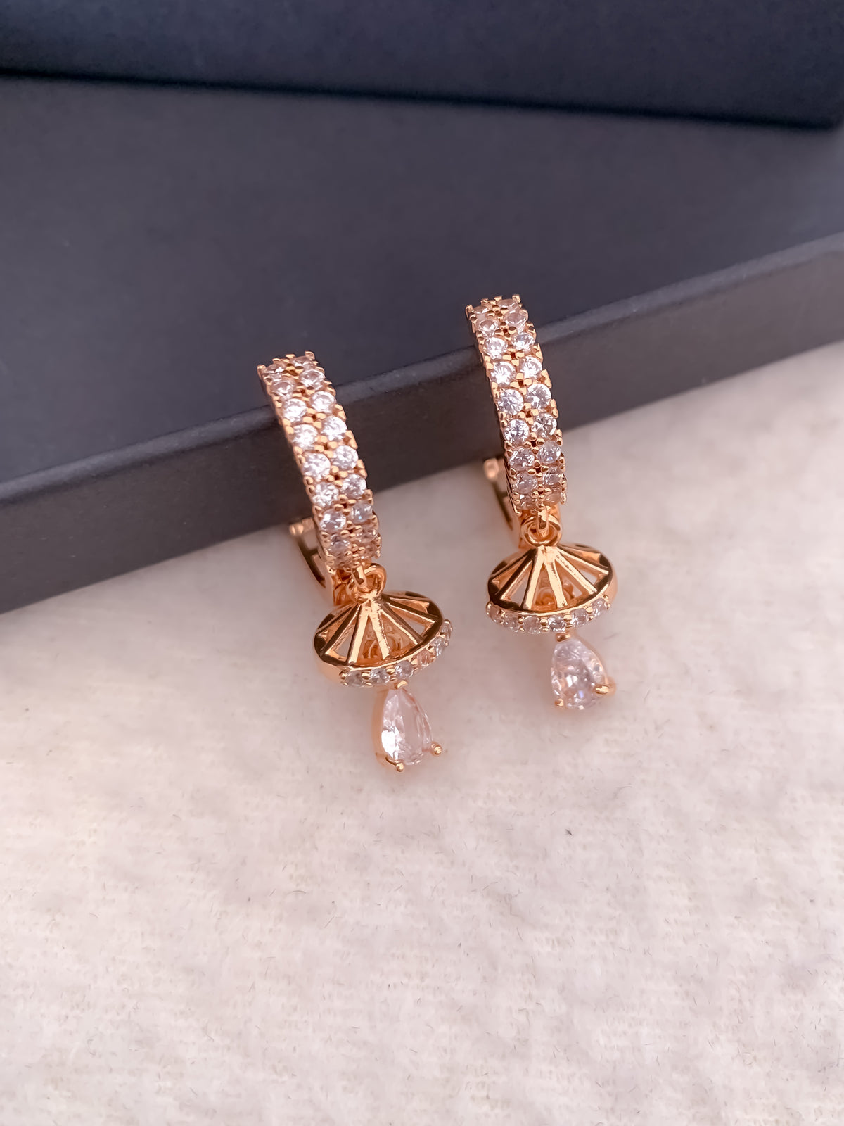 Buy 1 Get 1 Free -American Diamond High Rose Gold Fancy Bali - BALI - Belleza Jewels