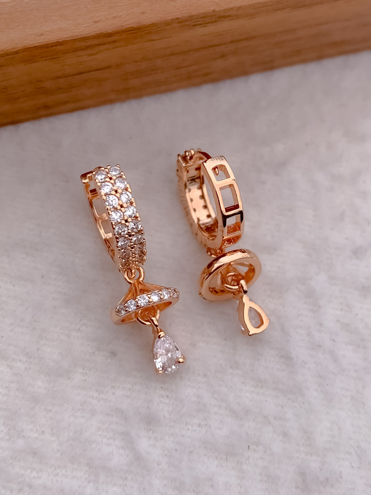 Buy 1 Get 1 Free -American Diamond High Rose Gold Fancy Bali - BALI - Belleza Jewels