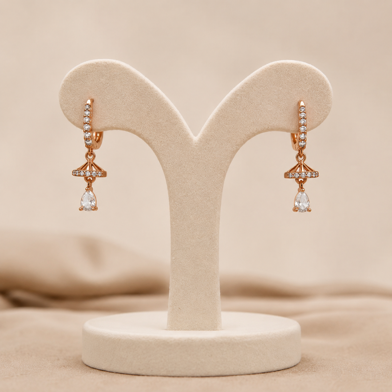 American Diamond Rose Gold Hanging Fancy Delicate Bali