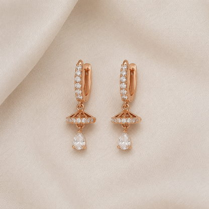 American Diamond Rose Gold Hanging Fancy Delicate Bali