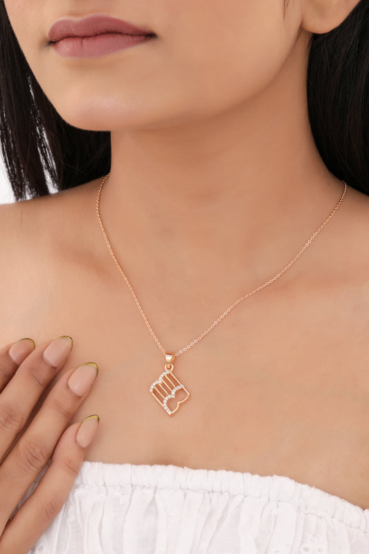 American Diamond Gold Plated Fancy Delicate Chain Pendent Necklace