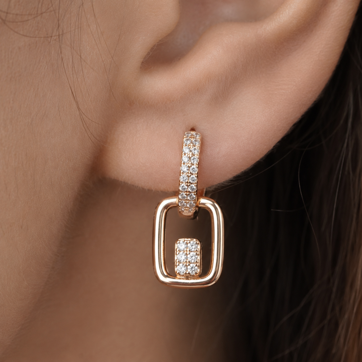 American Diamond Rose Gold Plated Delicate Bali
