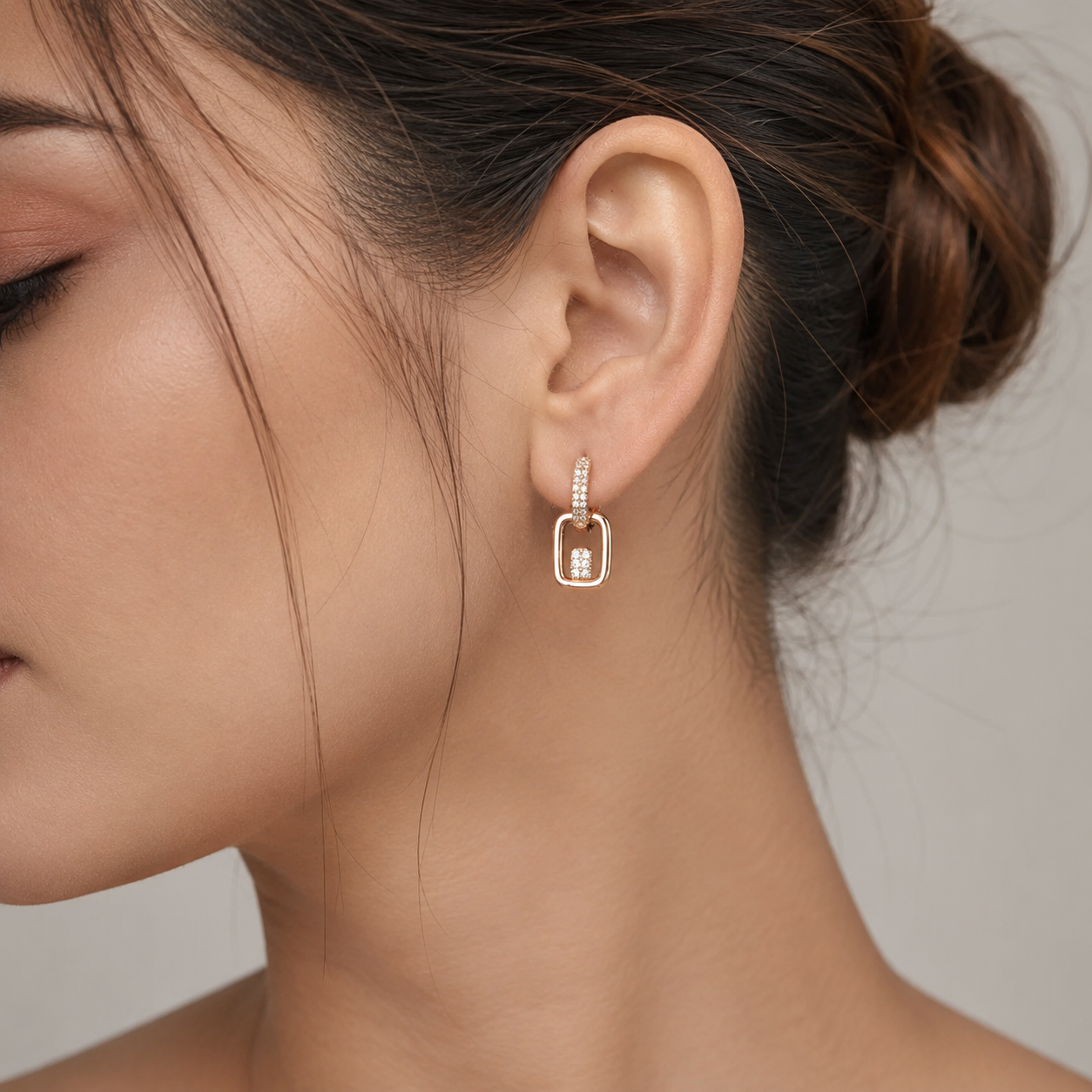 American Diamond Rose Gold Plated Delicate Bali