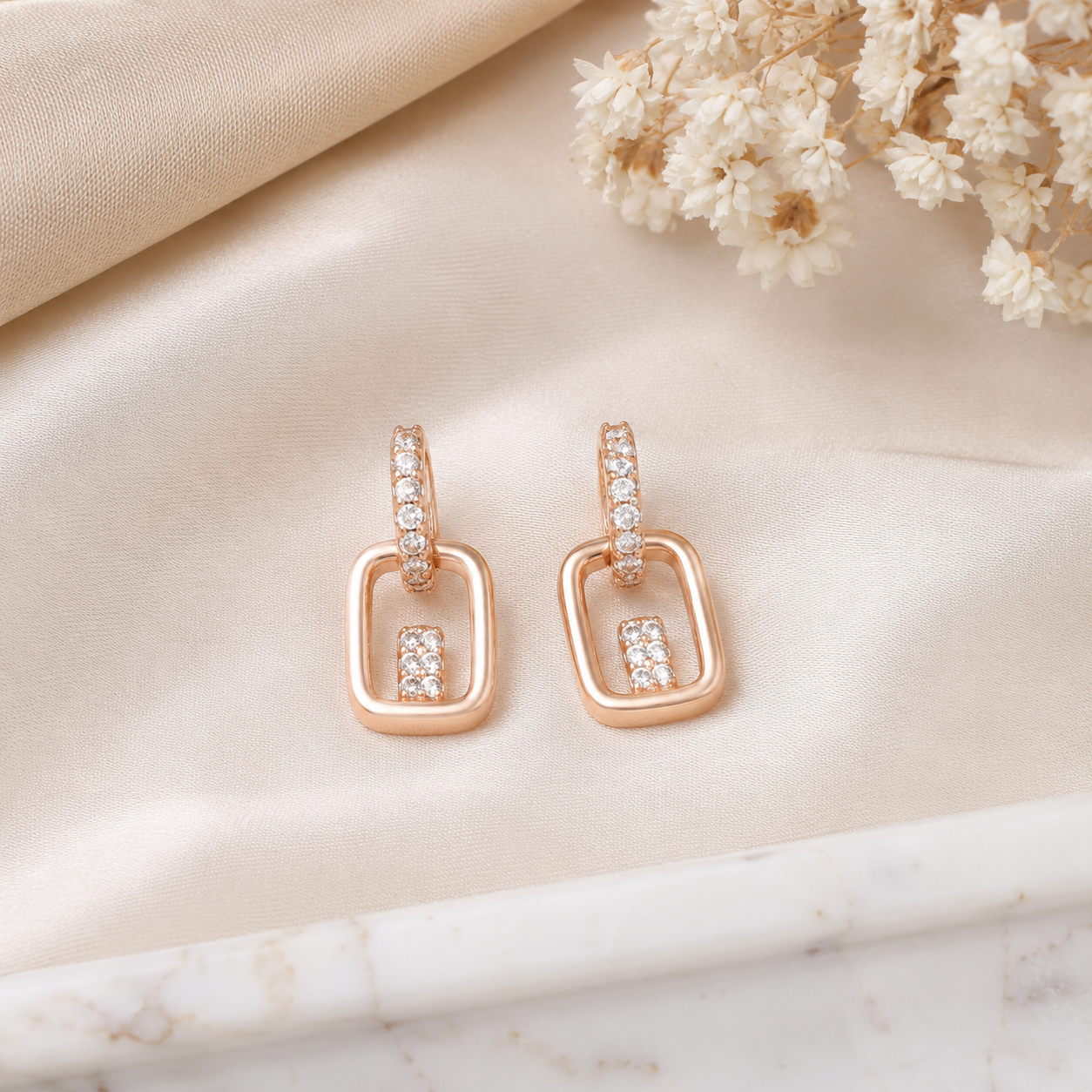 American Diamond Rose Gold Plated Delicate Bali