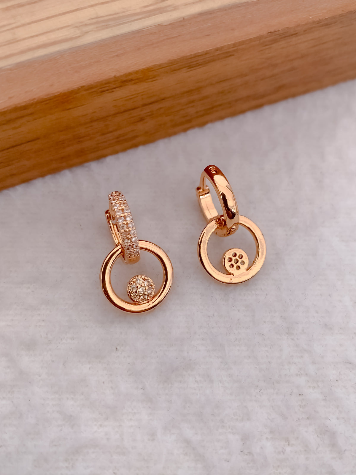 American Diamond Rose Gold Plated Delicate Fancy Bali