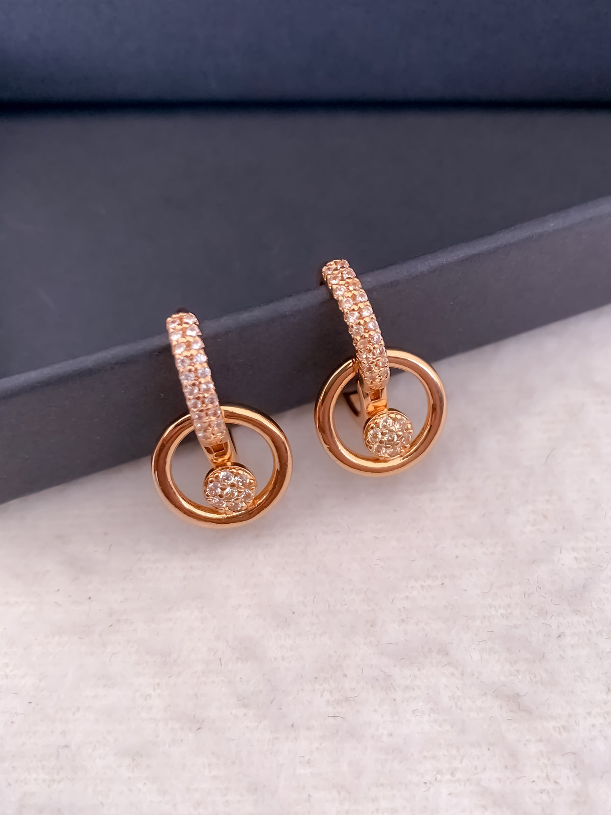 American Diamond Rose Gold Plated Delicate Fancy Bali
