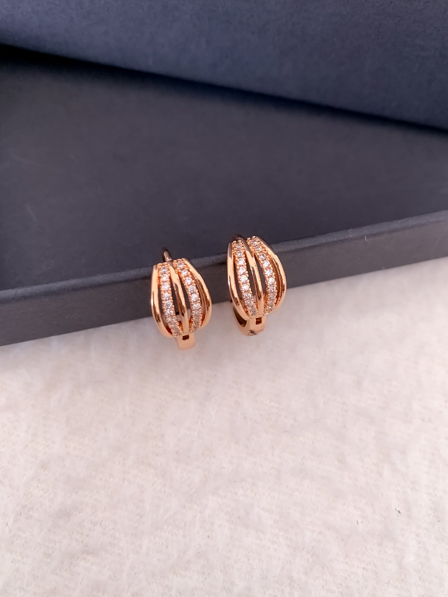 Buy 1 Get 1 Free-American Diamond  Rose Gold Fancy Bali - BALI - Belleza Jewels