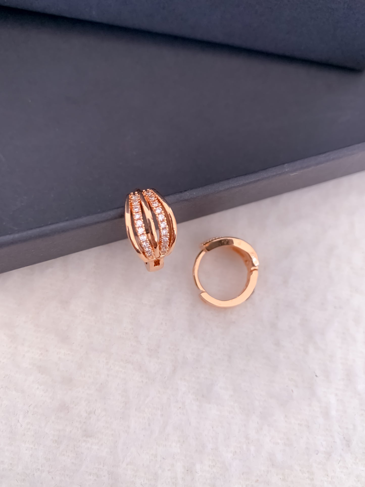 Buy 1 Get 1 Free-American Diamond  Rose Gold Fancy Bali - BALI - Belleza Jewels