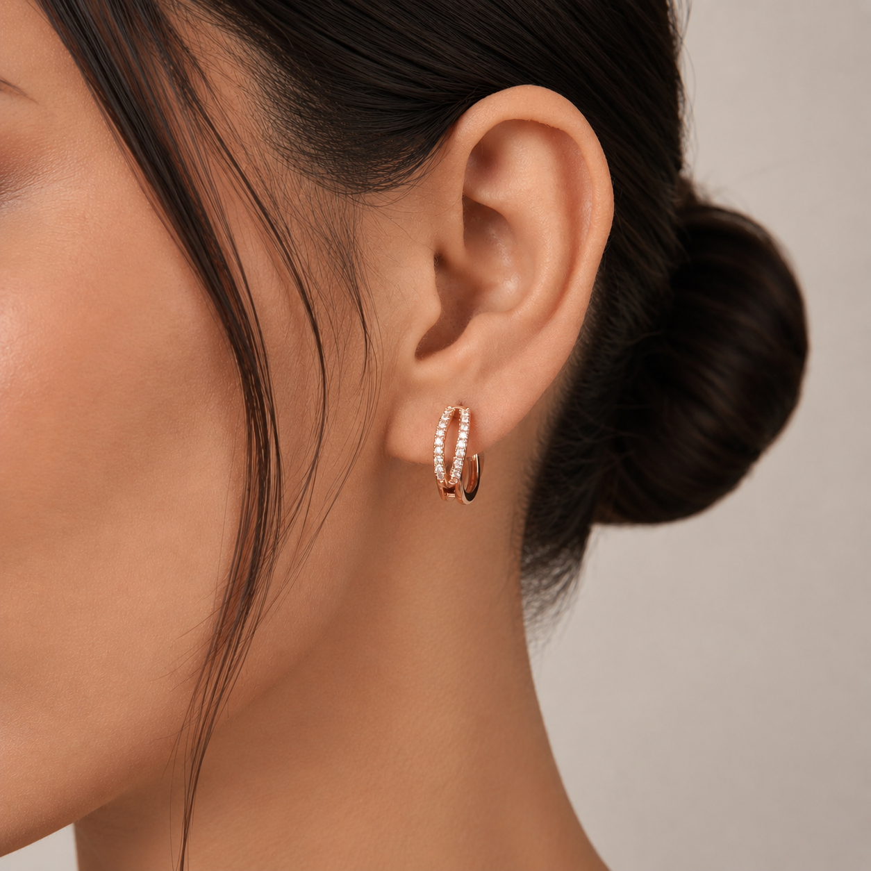 American Diamond Rose Gold Delicate Bali Earrings