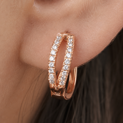 American Diamond Rose Gold Delicate Bali Earrings